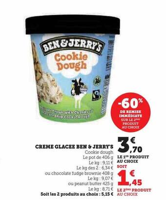 Super U Crême glacée ben & jerry's offre