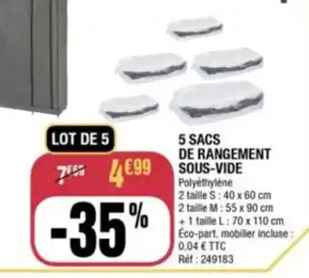 La Foir'Fouille 5 Sacs de Rangement Sous-Vide offre