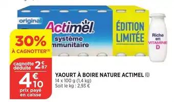 Bi1 Yaourt à Boire Nature Actimel offre
