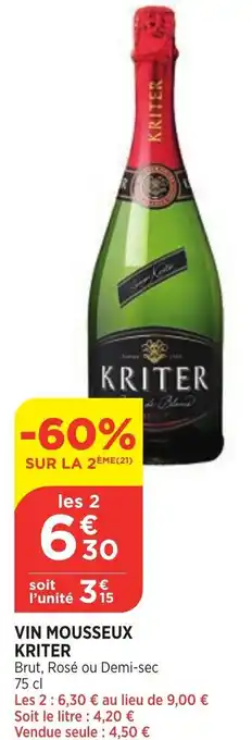 Bi1 Vin Mousseux Kriter offre