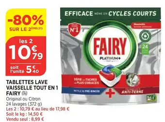 Bi1 Tablettes Lave Vaisselle Tout En 1 Fairy offre