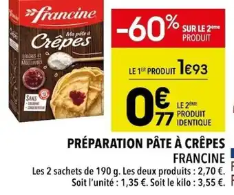 Supeco Préparation Pâte À Crêpes Francine offre