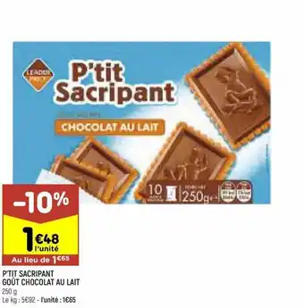 Leader Price P'tit sacripant goût chocolat au lait offre
