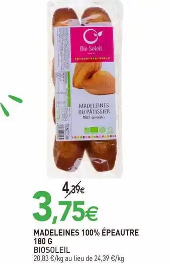 naturéO Madeleines 100% épeautre biosoleil - 180 g offre