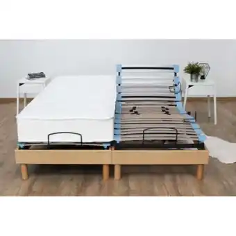3 suisses Selenia - lit de relaxation matelas mousse à mémoire de forme et sommier electrique à lattes hêtre ruhe - soldes literie offre