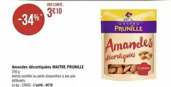 Amandes décortiquées maßtre prunille