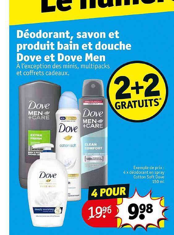 Promo Déodorant, savon et produit bain et douche dove et dove men chez