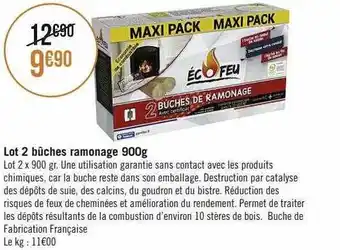 Lot 2 bûches ramonage 900g
