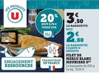 Super U Filet de merlu blanc meunière u offre