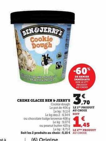 U Express Crème glacée ben & jerry's offre