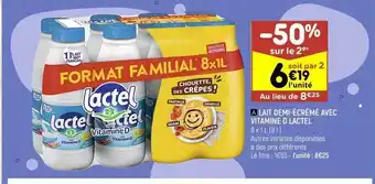 Leader Price Lait demi-écrémé avec vitamine d lactel offre