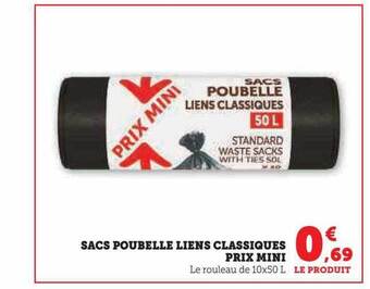Super U Sacs poubelle liens classiques prix mini offre