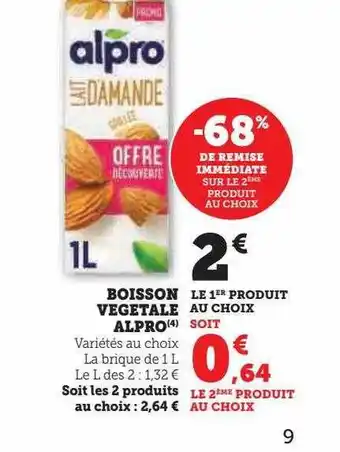 Super U Boisson végétale alpro offre
