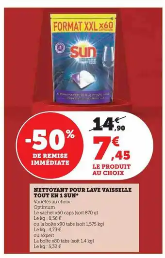 Nettoyant pour lave vaisselle tout en 1 sun