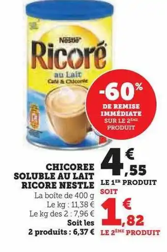 U Express Chicorée soluble au lait ricoré nestlé offre