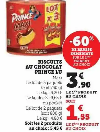 Biscuits au chocolat prince lu