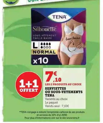 U Express Serviettes ou sous-vêtements tena offre