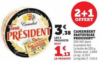 U Express Camembert pasteurisé président offre