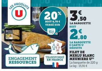 U Express Filet de merlu blanc meunière u offre