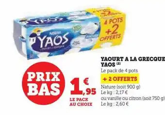 U Express Yaourt à la grecque yaos offre