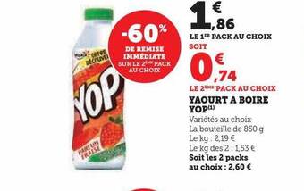 U Express Yaourt à boire yop offre
