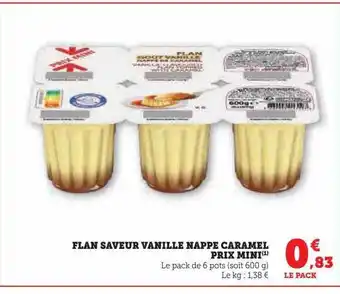 U Express Flan saveur vanille nappe caramel prix mini offre