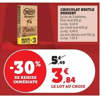 U Express Chocolat nestlé dessert offre