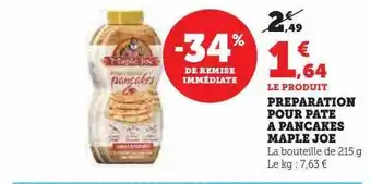U Express Préparation pour pâte à pancakes maple joe offre