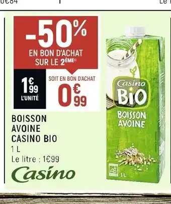 Spar Boisson Avoine Casino bio offre