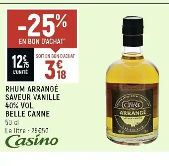 Spar Rhum Arrange Saveur Vanille 40%vol Belle Canne 50cl offre