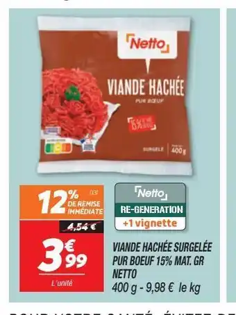 Viande hachée surgelee pupr boeuf 15% mat.gr netto