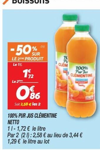 Netto 100% pur jus clementine netto offre