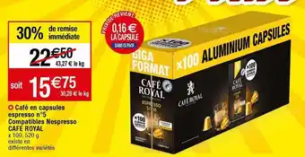 Migros Capsules de café café royal offre