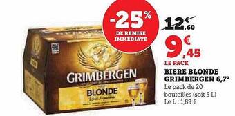 Hyper U Bière blonde grimbergen 6,7° offre