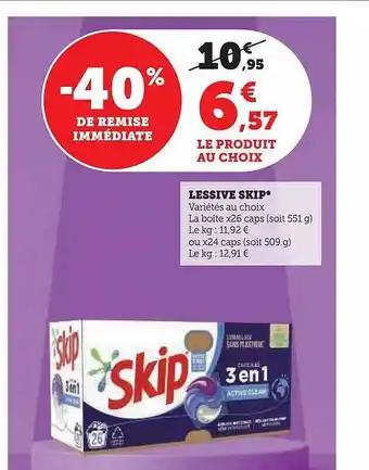 Hyper U Lessive skip offre