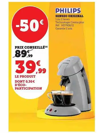 Hyper U Senseo original philips offre