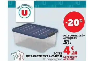 Hyper U Boîte de rangement à clips u offre
