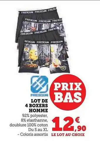 Hyper U Lot de 4 boxers homme freegun offre