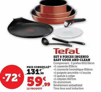 Hyper U Set 8 pièces ingenio easy cook and clean tefal offre