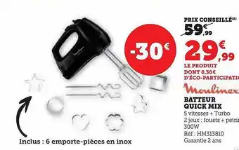 Hyper U Batteur quick mix moulinex offre
