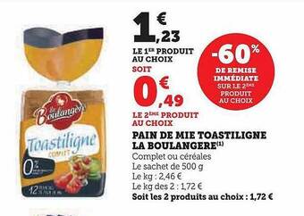 Hyper U Pain de mie toastiligne la boulangère offre