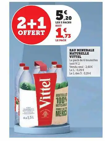 Hyper U Eau minérale naturelle vittel offre