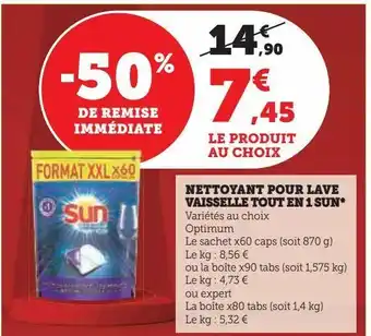 U Express Nettoyant pour lave vaisselle tout en 1 sun offre