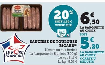 U Express Saucisse de toulouse bigard offre