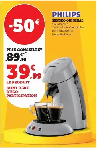 Super U Senseo original offre