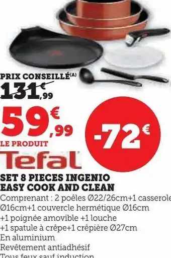 Super U Set 8 pieces ingenio easy cook and clean offre