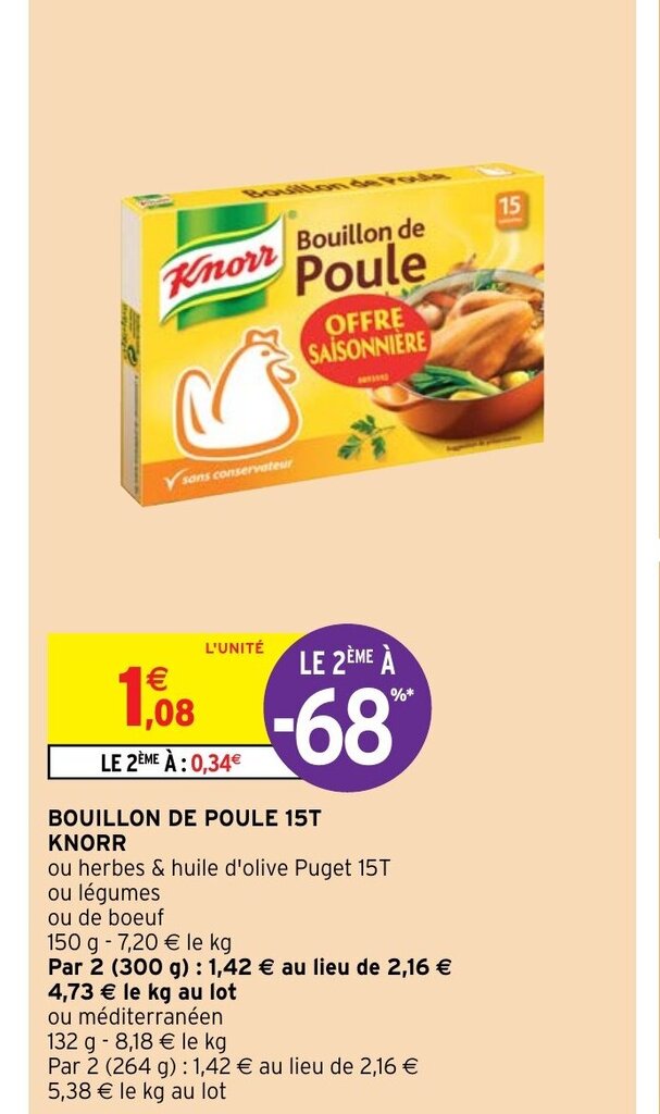 Promo Bouillon De Poule 15t Knorr chez Intermarché