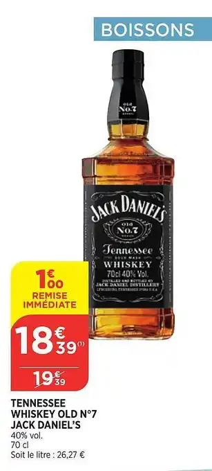 Bi1 Tennessee whiskey old n°7 jack daniel's offre