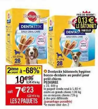 Migros Dentastix bâtonnets hygiène bucco-dentaire au poulet pour petit chiens pedigree offre