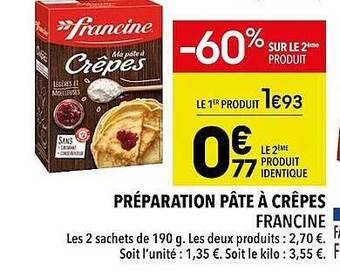 Supeco Préparation pâte à crêpes francine offre